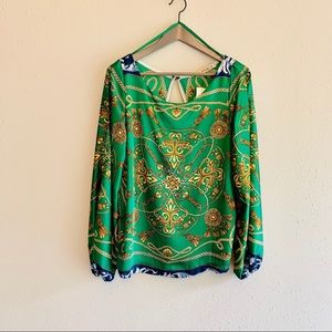 Arden B Tassels Print Cold Shoulder Top/L/ NWT